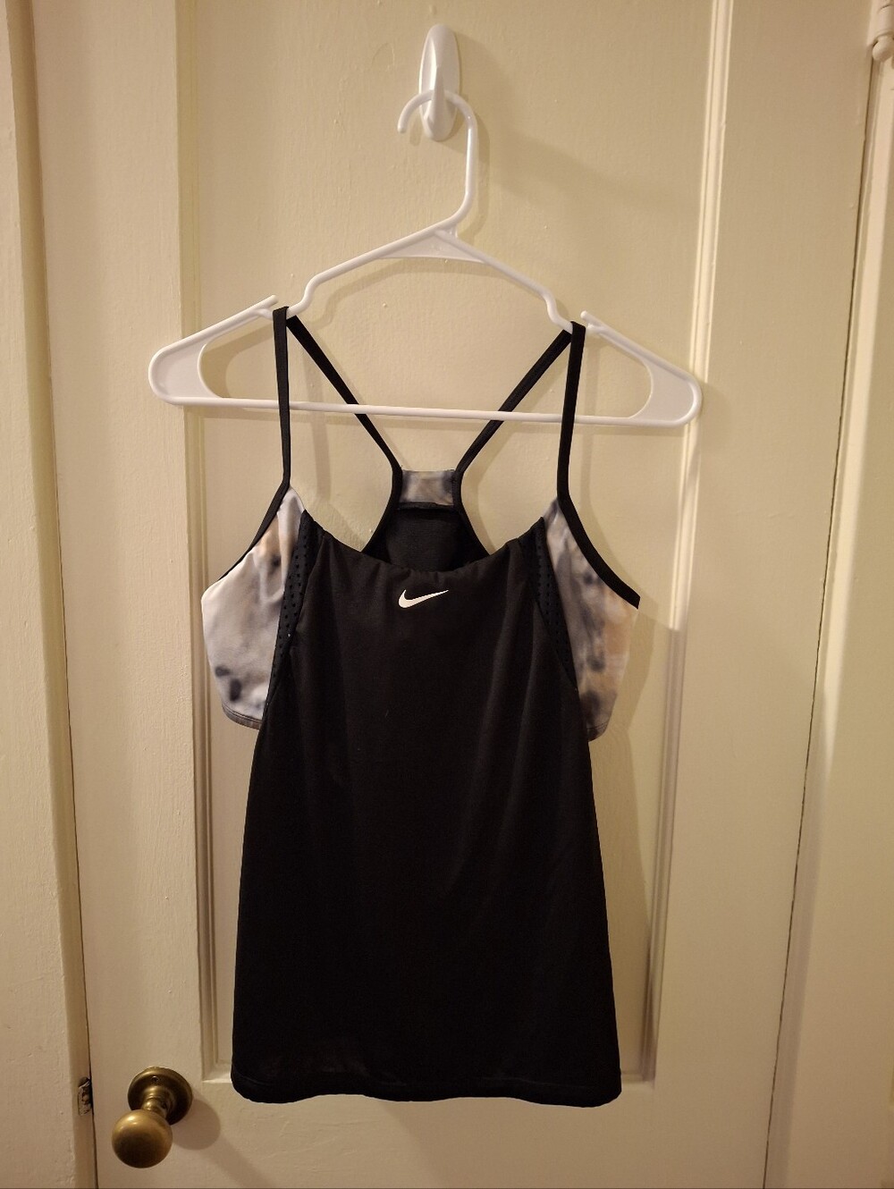 Nike Black Racerback Tank Top with Tie-Dye Side Panels